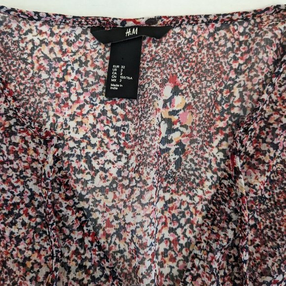 H&M Women's Sheer Long Sleeved Blouse Top Size 2  Multi-Color  NWOT - Picture 7 of 8